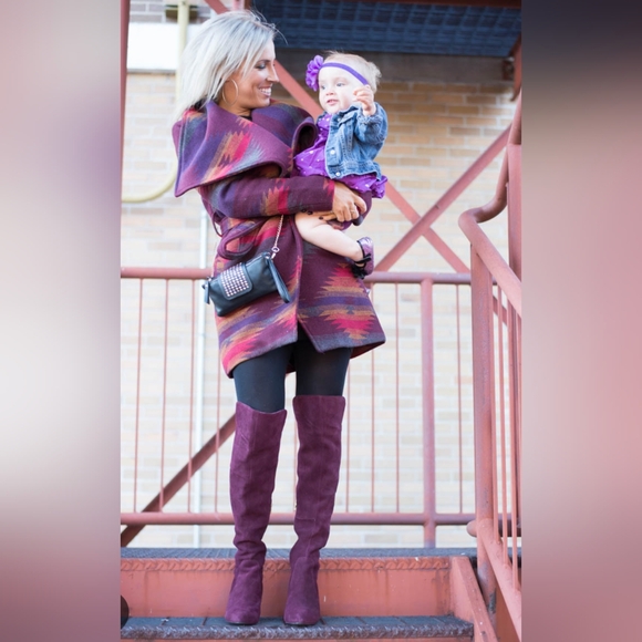 SILPA* vintage mauve suede leather tall side zip angled heel pointed toe boots - Picture 16 of 17